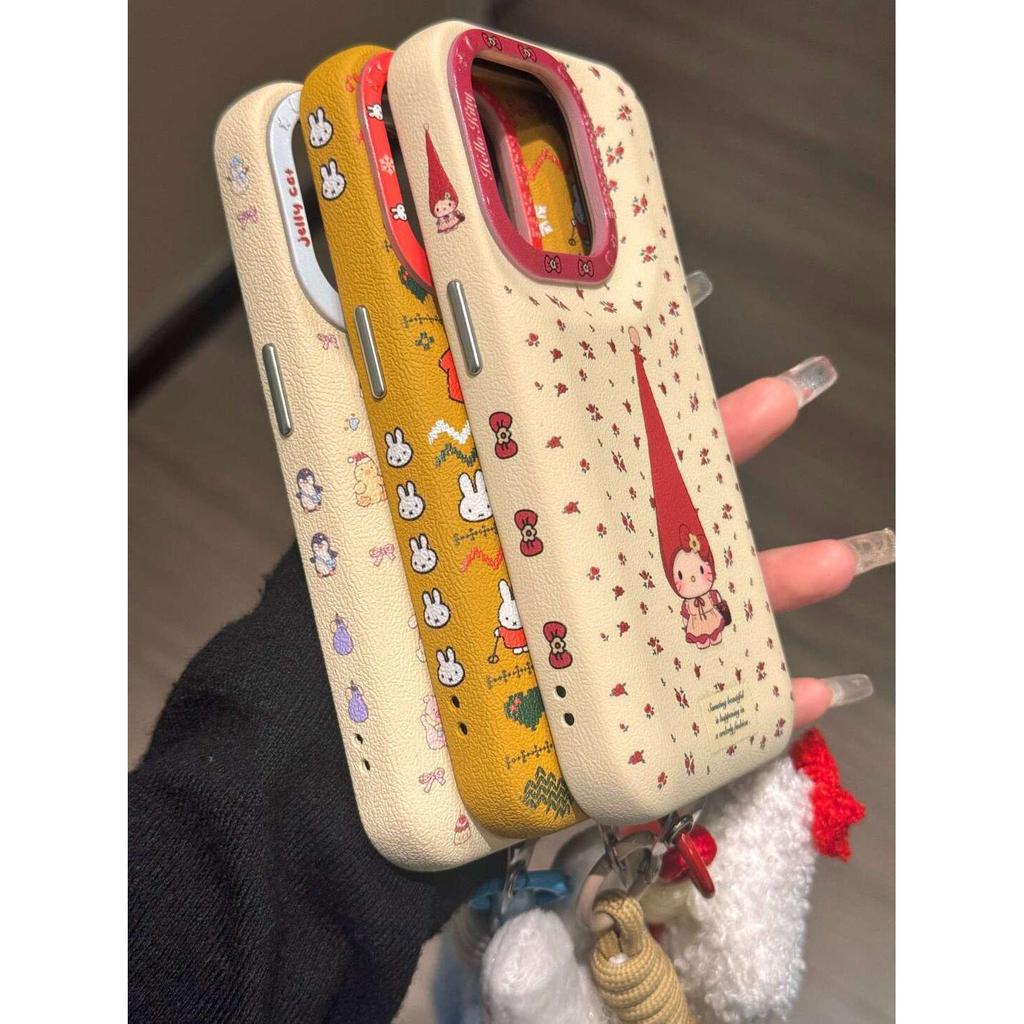 Sidos แมวดอกไม้สีแดงน่ารักเหมาะสําหรับ ihone16promax Apple 15pro เคสโทรศัพท์ 14 สไตล์ใหม่ 13 หนังเนื