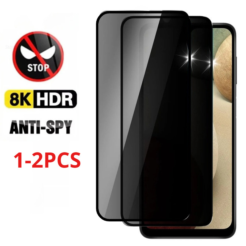 1-2 ชิ้นฟิล์มกระจกนิรภัยสําหรับ iQOO U6 U5x U5e U5 Anti Spy ความเป็นส่วนตัวขอบสีดําป้องกันหน้าจอสําห