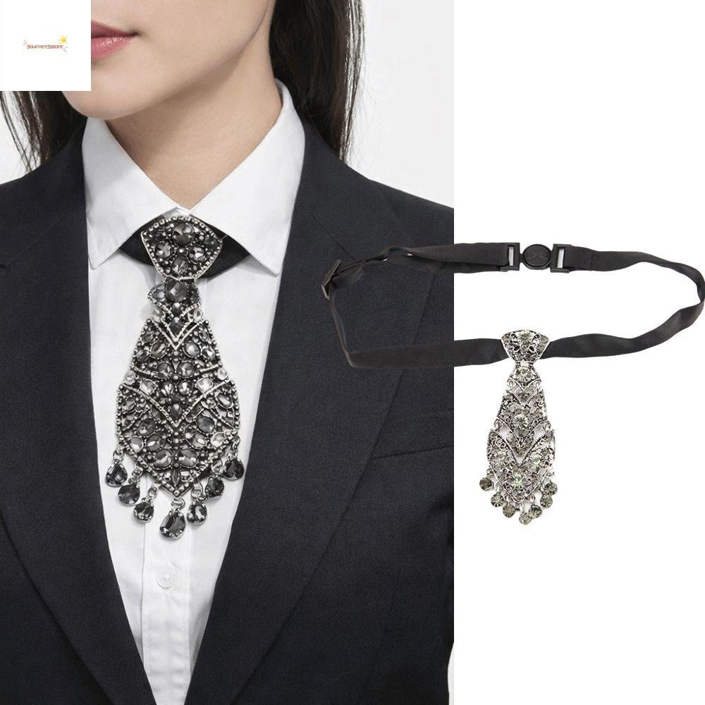 เนคไทด์คริสตัลสำหรับงานธุรกิจ สไตล์สุภาพบุรุษ มีพลอยเทียม เพื่อความหรูหรา