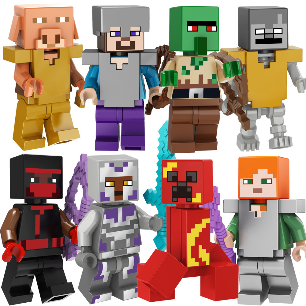เลโก้ minecraft minecraft ปริศนาในประเทศ Minecraft Steve Hero Pig Spirit Zombie Villager Wanderer Re