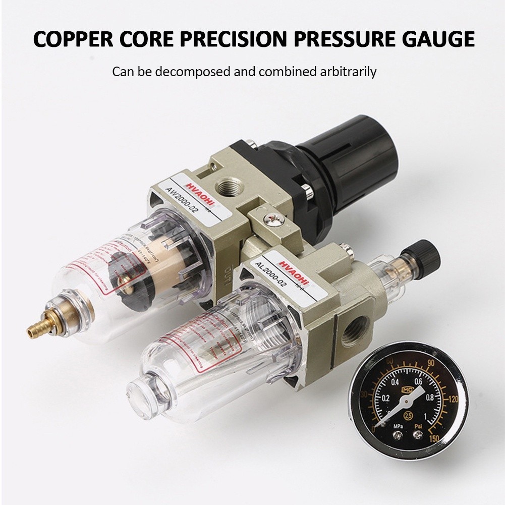 AC2010-02 1/4 "BSP คู่มือการใช้งานเครื่องกรองคว ชุดกรองดักน้ำ ตัวกรองลมดักน้ําดักไอน้ำ ปั้มลม พร้อมใส้กรองปรับแรงดันลม
