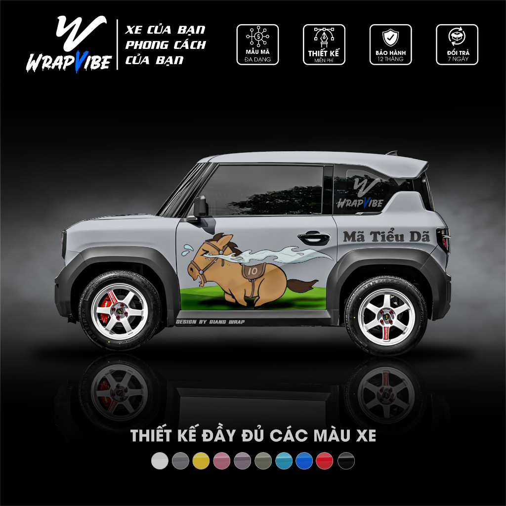 Vinfast VF3 013 รูปลอกรถการ์ตูนน่ารัก - WrapVibe - สติ๊กเกอร์ด้านข้างรถยนต์ป้องกันลอกคุณภาพสูง