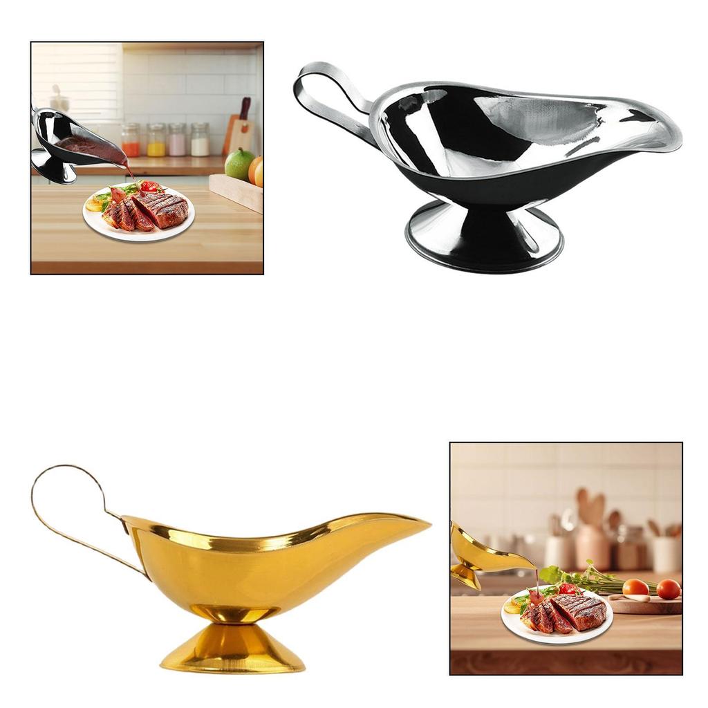 [Whgirld8] สแตนเลส Gravy เรือ Gravy เสิร์ฟจานทนทานพร้อมที่จับ Gravy Pourer Saucier ร้านอาหารสําหรับส