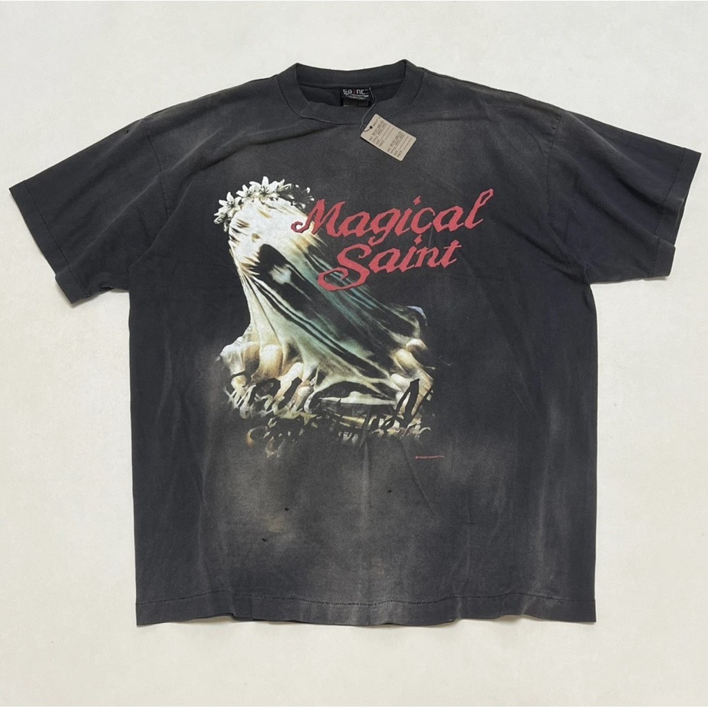 LV4T SAINT MXXXXXX Abstract Ghost Retro vintage Distressed Washed Short Sleeve T Shirt