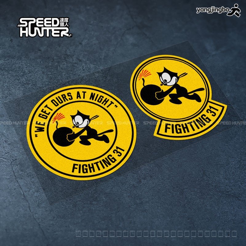 คลังสินค้าพร้อม VF-31 F14 My Neighbor Tomcat Us Navy 31 Fighter Squadron ทหารป้ายสติ๊กเกอร์สะท้อนแสง