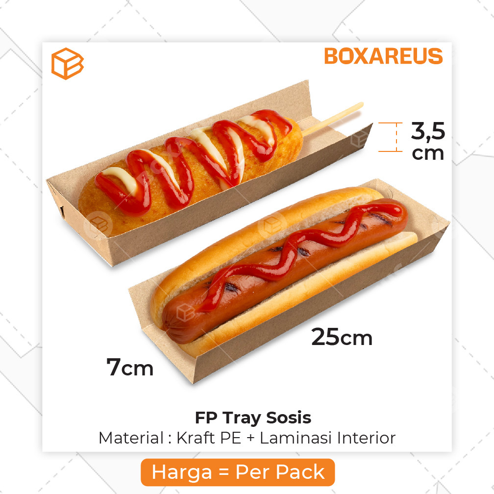 Hotdog Tray Corndog Base Sausage Tatak Food Box | FP TRAY SAUSAGE