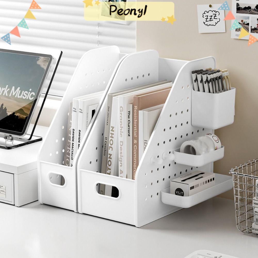 PEONY ชั้นเก็บแฟ้มตั้งโต๊ะ, การออกแบบ Pegboard ที่เสถียรกล่องเก็บกระดานแบบมีรู, ทนทานพร้อม Pegboard 
