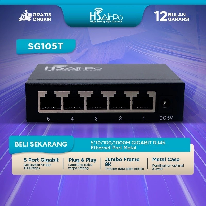 HSAIRPO SG105T 5port GIGABIT METAL CASE
