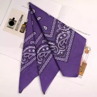 ผ้าเช็คหน้าวินเทจ L06 ขนาด 55x55 cm คาวบอย ฮิปฮอป แฟชั่นยอดนิยม สีสันสดใส ลายลูกน้ำ