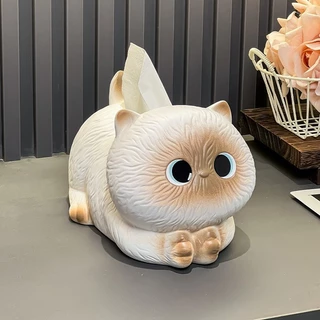 COD กล่องทิชชู่ กล่องใส่ทิชชู่ แมว น่ารัก ตกแต่งบ้าน ของขวัญ แมวสยาม การ์ตูน เดสก์ท็อป ดีไซน์มินิมอล