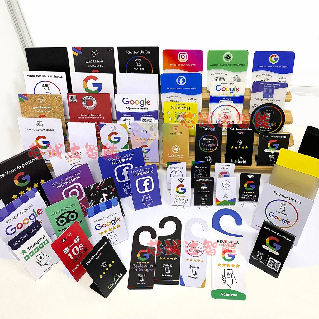 Spot Goods#Acrylic/Acrylic glass NFC Google review card table sticker, review card, restaurant Faceb