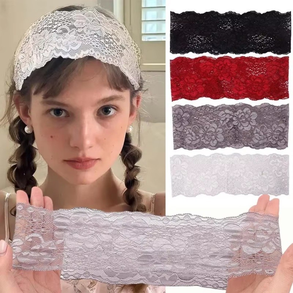 Elegant ดอกไม้ด้านข้างลูกไม้ Hairband หลายสี Anti Slip ยืดหยุ่นกีฬาหัวสบาย Skincare Face Wash ผม Fixed Headwear #FashionAccessoriesLover