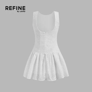 (Refine by Lovito) ชุดเดรสลำลองผ้าฝ้ายปักลายเรียบๆ สำหรับผู้หญิง ปาร์ตี้/เป็นทางการ LR2ED078