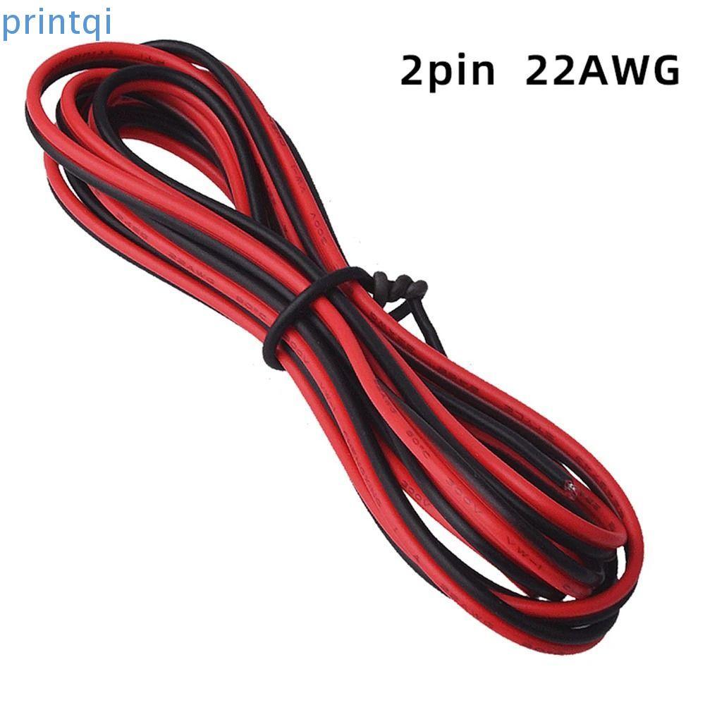 PRINTQI สายไฟ 3/20M, 2PIN สายต่อทองแดงแบบดีบุก, 22AWG ไฟ LED สีเดียว PVC ฉนวนสายสีแดงสีดํา
