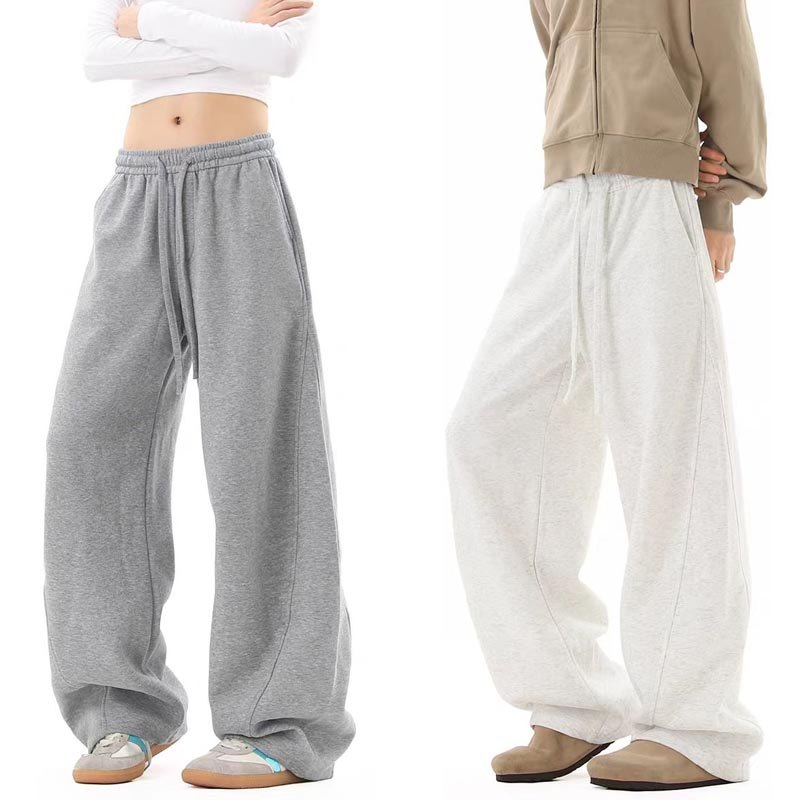 Unisex ฤดูใบไม้ร่วงสีเทา Sweatpants Heavyweight Cleanfit ขาโค้งทรงหลวมกระชับสัดส่วน Casual Joggers