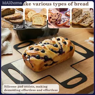 2 ชิ้น 2 ปอนด์ Loaf Pan สําหรับอบขนมปัง Non Stick กระทะขนมปังเหล็กคาร์บอนพร้อมแผ่นซิลิโคนสําหรับเบเกอรี่ SHOPTKC6275