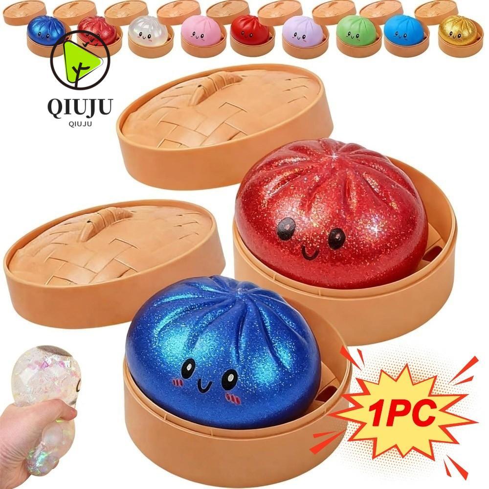 ของเล่นสกุชชี่กล่องเกี๊ยว QIJU, นุ่มแวววาวนึ่งยัดไส้บุญ Squishy Pinch Le, Fidget ตอบสนองช้าพร้อม Steamer Squishy ของเล่นผ่อนคลายเครื่องมือ
