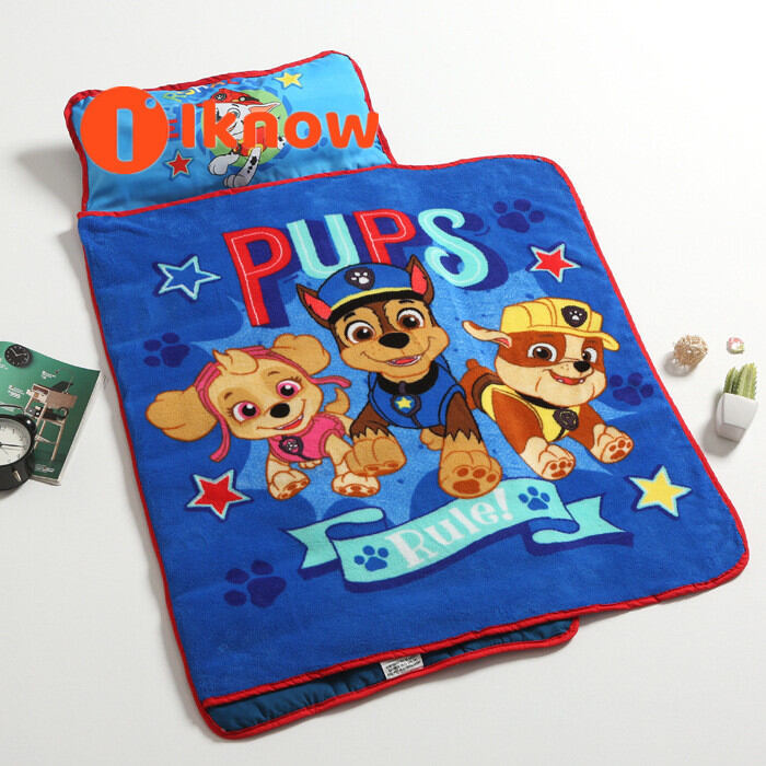 Paw Patrol เสื่องีบโรงเรียนอนุบาล ผ้าห่มขนแกะปะการัง ถุงนอนแบบพกพาออลอินวัน