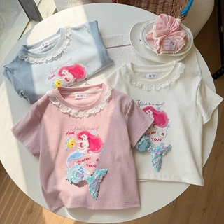 PRETTY BABY เสื้อยืดเด็ก เสื้อยืดคอกลม ลายการ์ตูน น้องนางเงือก 3D (2125)