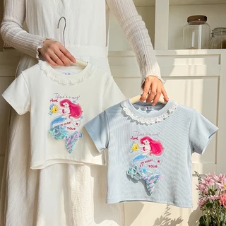 PRETTY BABY เสื้อยืดเด็ก เสื้อยืดคอกลม ลายการ์ตูน น้องนางเงือก 3D (2125)