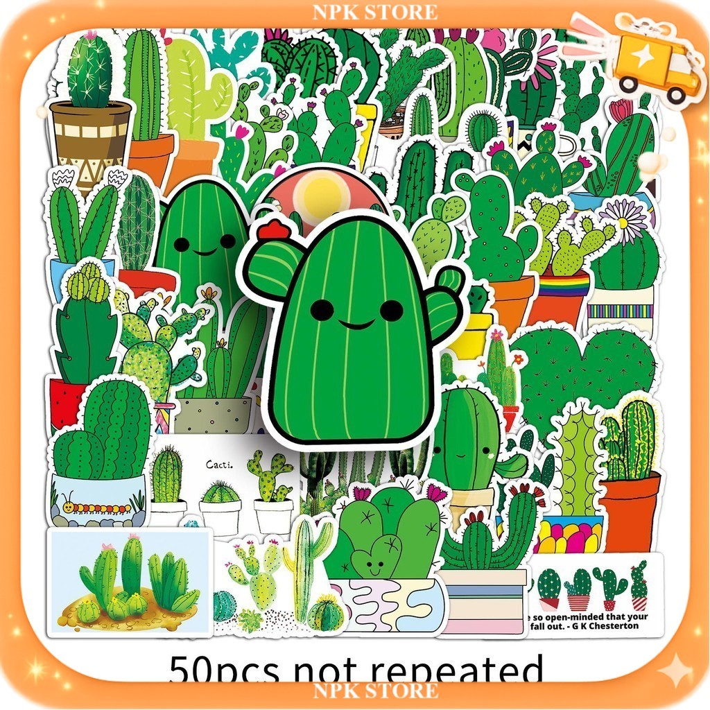 🔥🇹🇭พร้อมส่ง🇹🇭🔥 50แบบ ต้นกระบองเพชร การ์ตูน cactus plant cartoon sticker
