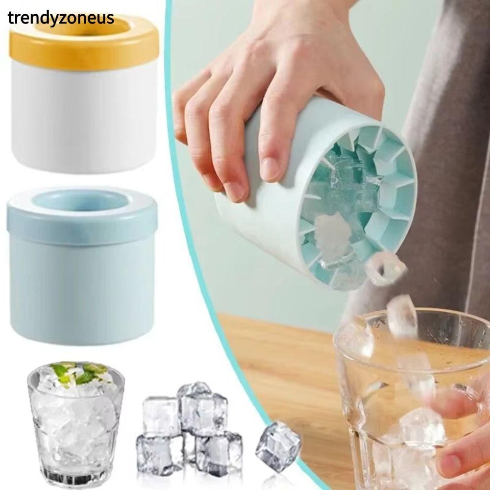 TRENDYZONEUS แม่พิมพ์ก้อนน้ําแข็ง ถังน้ําแข็งกระบอกซิลิโคนพกพา ถาดน้ําแข็งรีฟิลแช่แข็งเร็ว สําหรับฤดูร้อน DIY ตู้เย็นเครื่องทําน้ําแข็ง