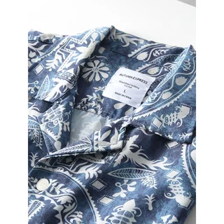 เสื้อวินเทจแขนสั้นผู้ชาย อารมณ์คิวบาทรงค์อเมริกัน ใส่สบายเหมาะกับอากาศร้อน