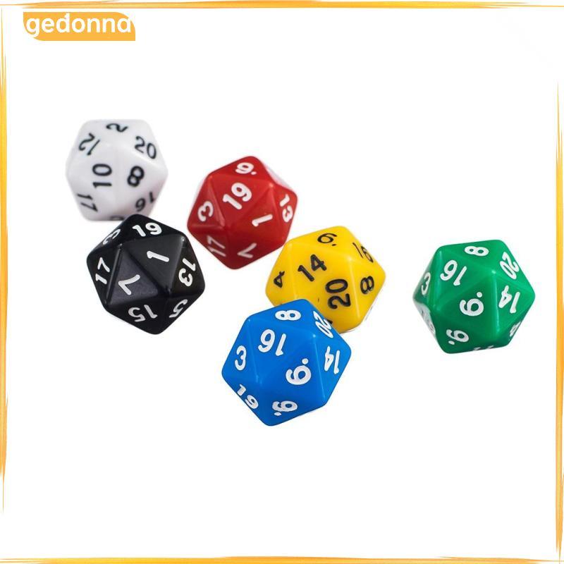 [gedonna] 6x อะคริลิค 2 ซม.D20 ลูกเต๋าสําหรับ Dragon Scales RPG Board Party Games Couleur 1 #