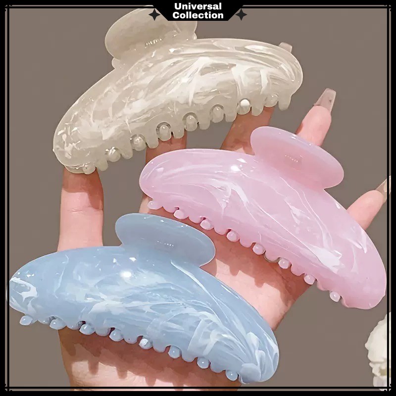 10.5 ซม. - กิ๊บติดผมเกาหลี GLOSSY ELIPS MARBLE / เครื่องประดับผมผู้หญิง BEAUTIFUL