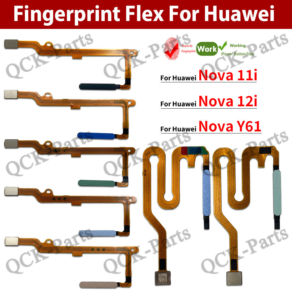 เครื่องสแกนลายนิ้วมือสําหรับ Huawei Nova 11i 12i Y61 Touch ID ปุ่มเปิดปิดสายเคเบิล Flex