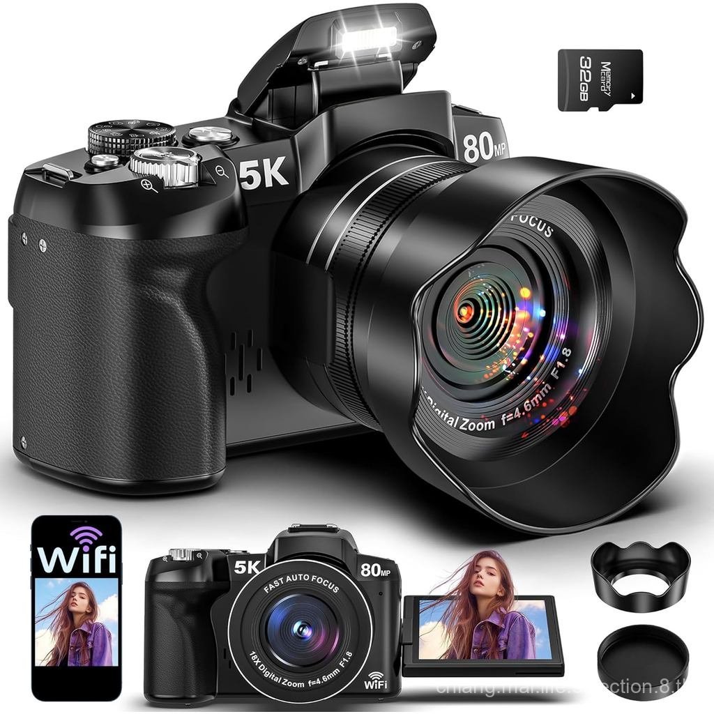 กล้องดิจิตอล 5K - กล้อง WiFi 80MP สําหรับถ่ายภาพ - UHD Fast Autofocus Vlogging Camera สําหรับ YouTub