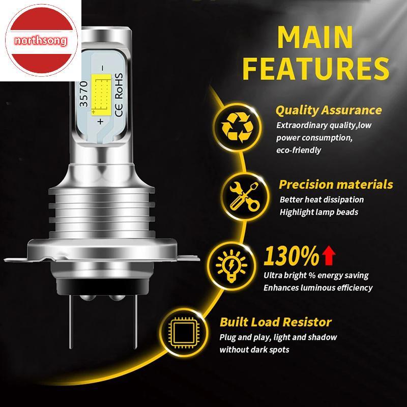 NOR h7 Led Canbus ไฟหน้า H7 Led Lo Beam หลอดไฟ 6000K IP 68 CSP 3570 ชิป LED TH