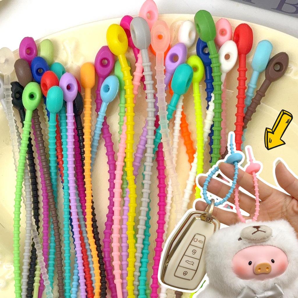 30 ชิ้นซิลิโคนสายผูกนํากลับมาใช้ใหม่ได้ | ที่จัดระเบียบที่ทนทานหลายสีสําหรับสายเคเบิลข้อมูลพวงกุญแจ ทําเอง, อุปกรณ์การเดินทางโฮมออฟฟิศที่เป็นมิตรกับสิ่งแวดล้อม