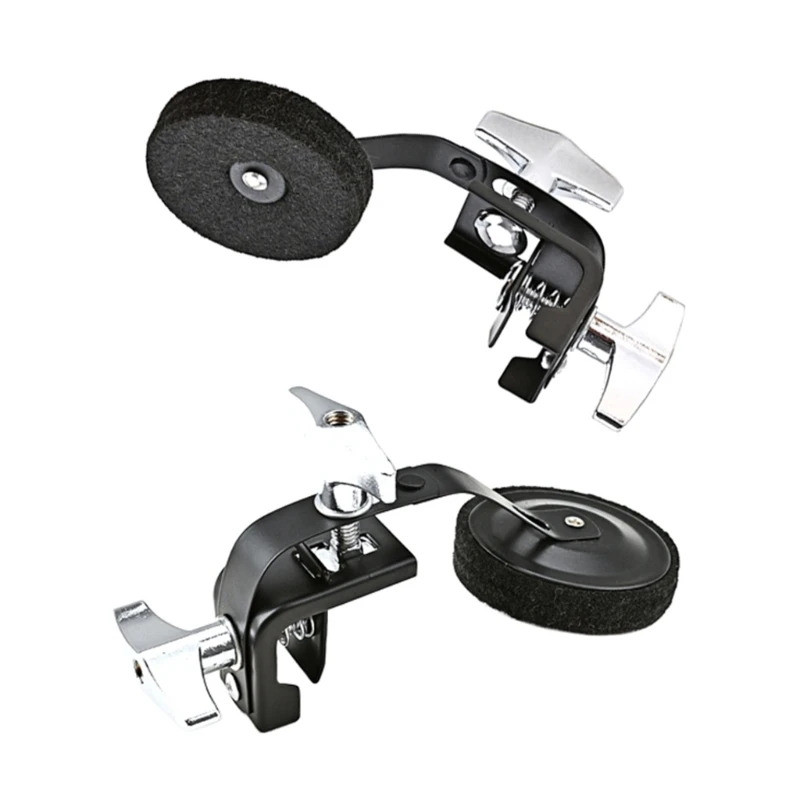 กลอง Damper Silencer Tone Control โลหะสีดํา Plus Felt Clamp-on Tone Control Mufflers อะไหล่ดนตรีสําห