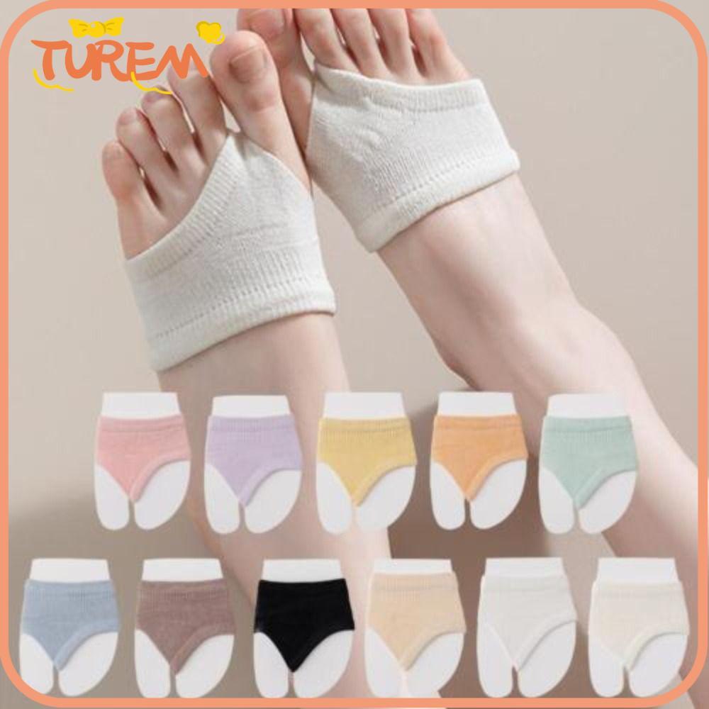 TUREM ถุงเท้าส้นสูง Forefoot Pad ระบายอากาศได้ดี วัสดุผ้าฝ้ายยืดหยุ่น สไตล์ฟอร์เอ็กซ์โฟตToe