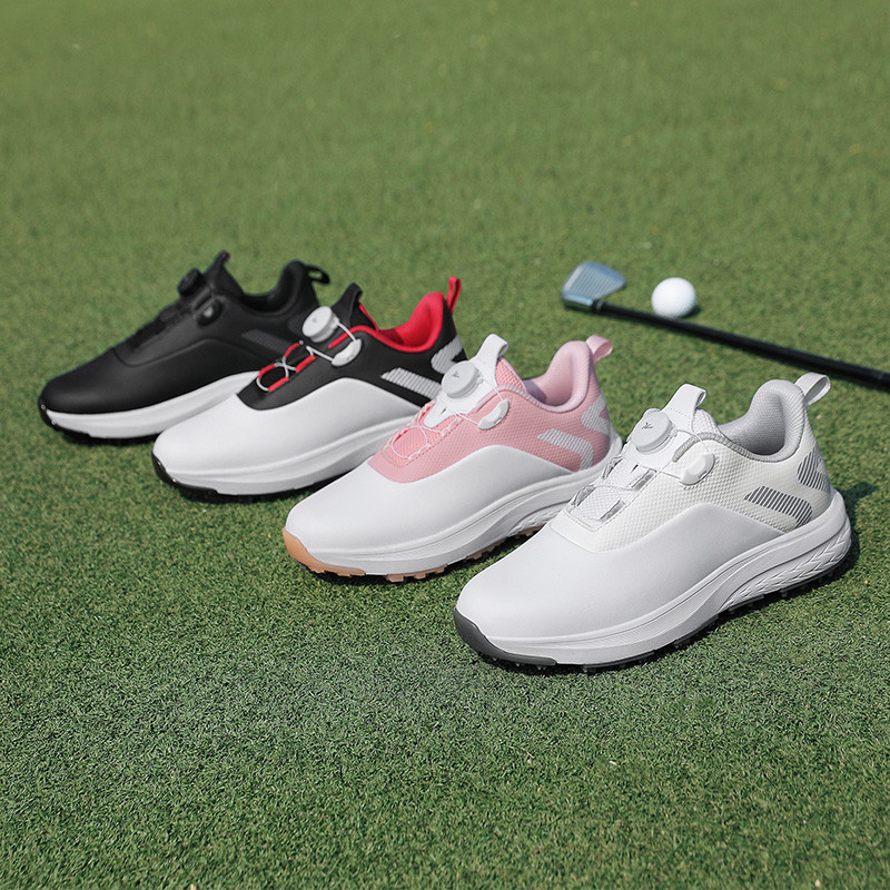 รองเท้ากอล์ฟผู้ชายผู้หญิงมืออาชีพที่ถอดออกได้ Anti-slip Studs Golf รองเท้าผ้าใบกันน้ํานักกอล์ฟกลางแจ้งกีฬารองเท้า