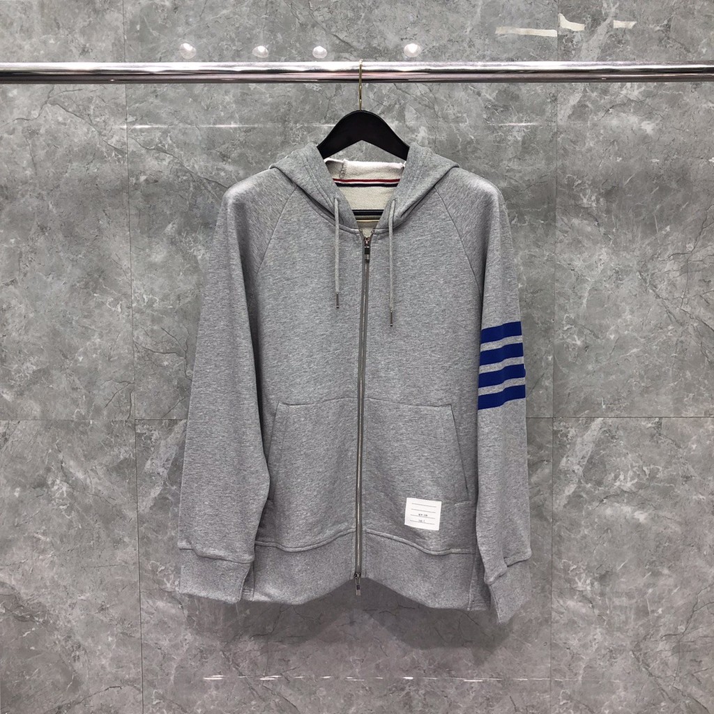 GFEV thombrowne Men's new pure cotton hooded sweatshirt with zipper, suitable for couples