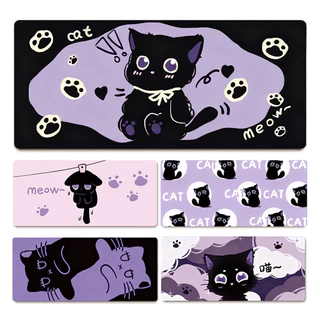 แผ่นรองเมาส์การ์ตูนแมวสีม่วง MousePad ขนาดใหญ่พิเศษ Pad Pad สาวคอมพิวเตอร์สำนักงาน ที่กำหนดเองขนาดใหญ่ Cat Anti-SLIPบ้าน