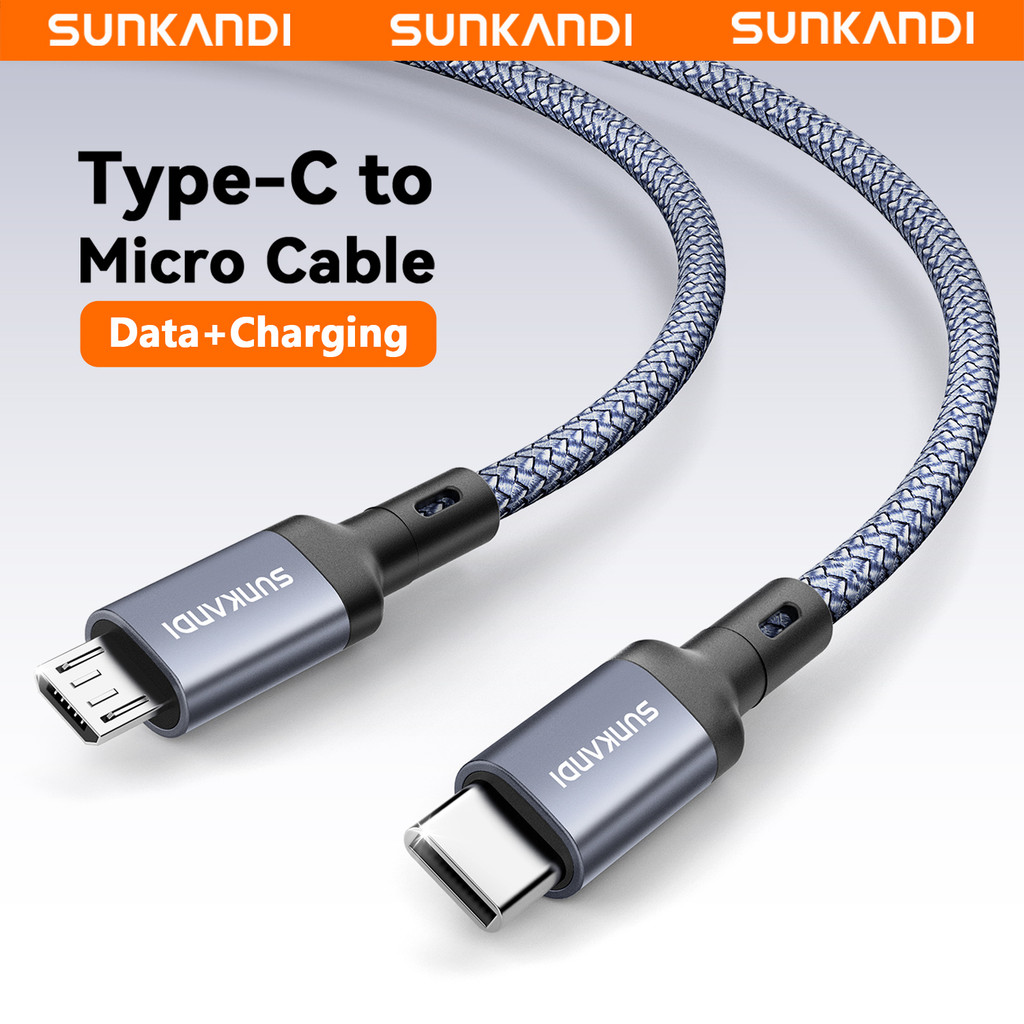 SUNKANDI สาย USB C ถึง Micro USB OTG 480Mbps สายถักสําหรับกล้องแล็ปท็อปฮาร์ดไดรฟ์