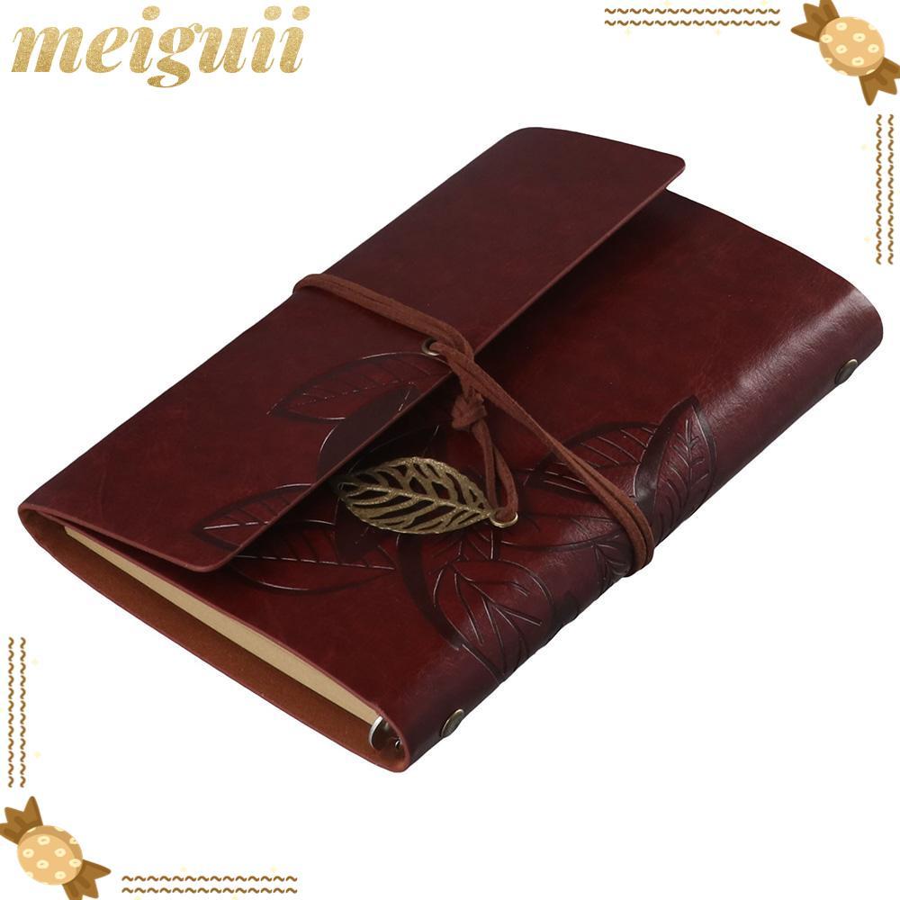 MEIGUII Travelers Notebook, PU Leather Leaf Journal Sketchbook, Vintage Hand Account Book Home