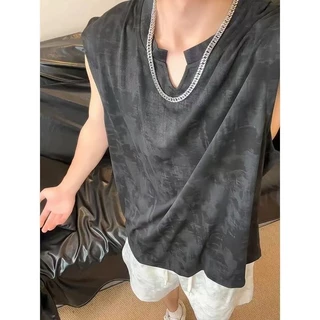 เสื้อยืดผู้ชาย คอวีผ้ามัดย้อม สไตล์เกาหลี ทรงหลวม Oversize เสื้อเที่ยวทะเล ผ้าเย็นระบายอากาศได้ดี ใส่สบาย ราคาถูก
