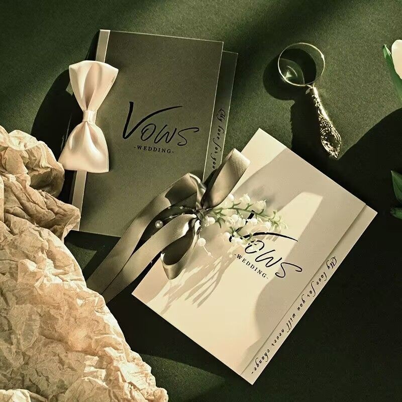 สต็อกพร้อม จุดสมรส Vow งานแต่งงาน High-End Simple Niche Pick-up Vow การ์ดแก้บน การ์ดพูด Newcomer Vow Book การ์ดแก้บน weddin