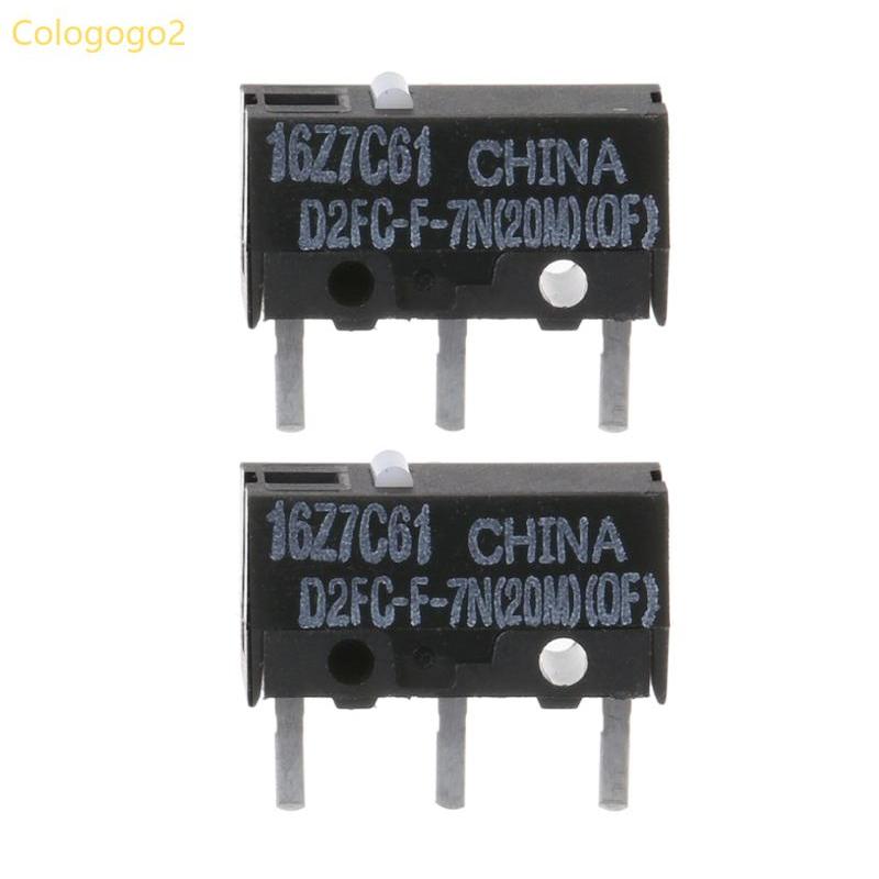 Cologogo2 2 ชิ้นเมาส์ไมโครสวิตช์ไมโครปุ่มจุดสีขาว D2FC-F-7N สวิทช์ 20 ล้าน D2FC-F-7N