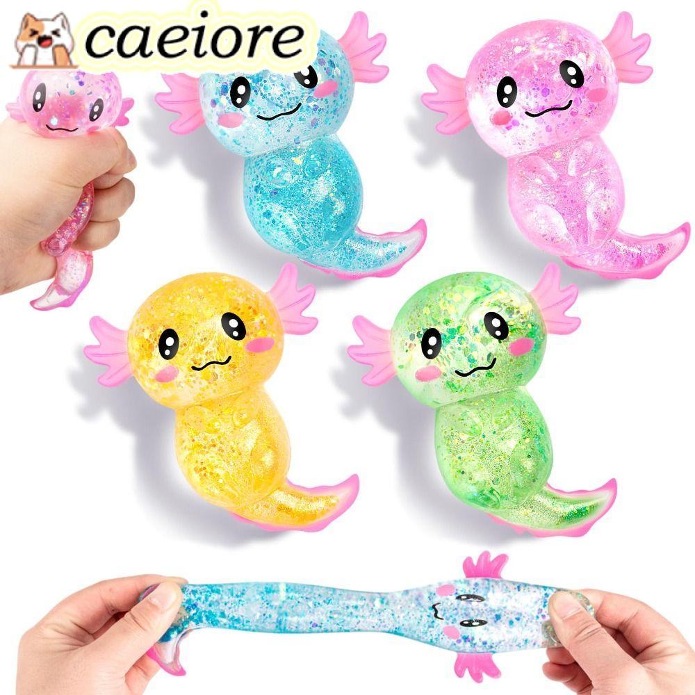 CAEIORE Squishy Stress Glitter, Soothing Texture รูปร่างน่ารัก Axolotl Squishy ของเล่น, Sugar Filled