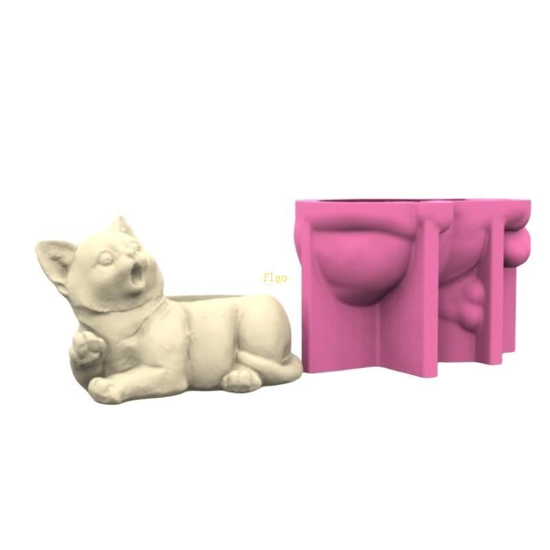 Flgo ซิลิโคนอเนกประสงค์ Mould สําหรับสุนัขดอกไม้หม้อ Easy Demoulding Cement Planter อุปกรณ์เสริมสําห