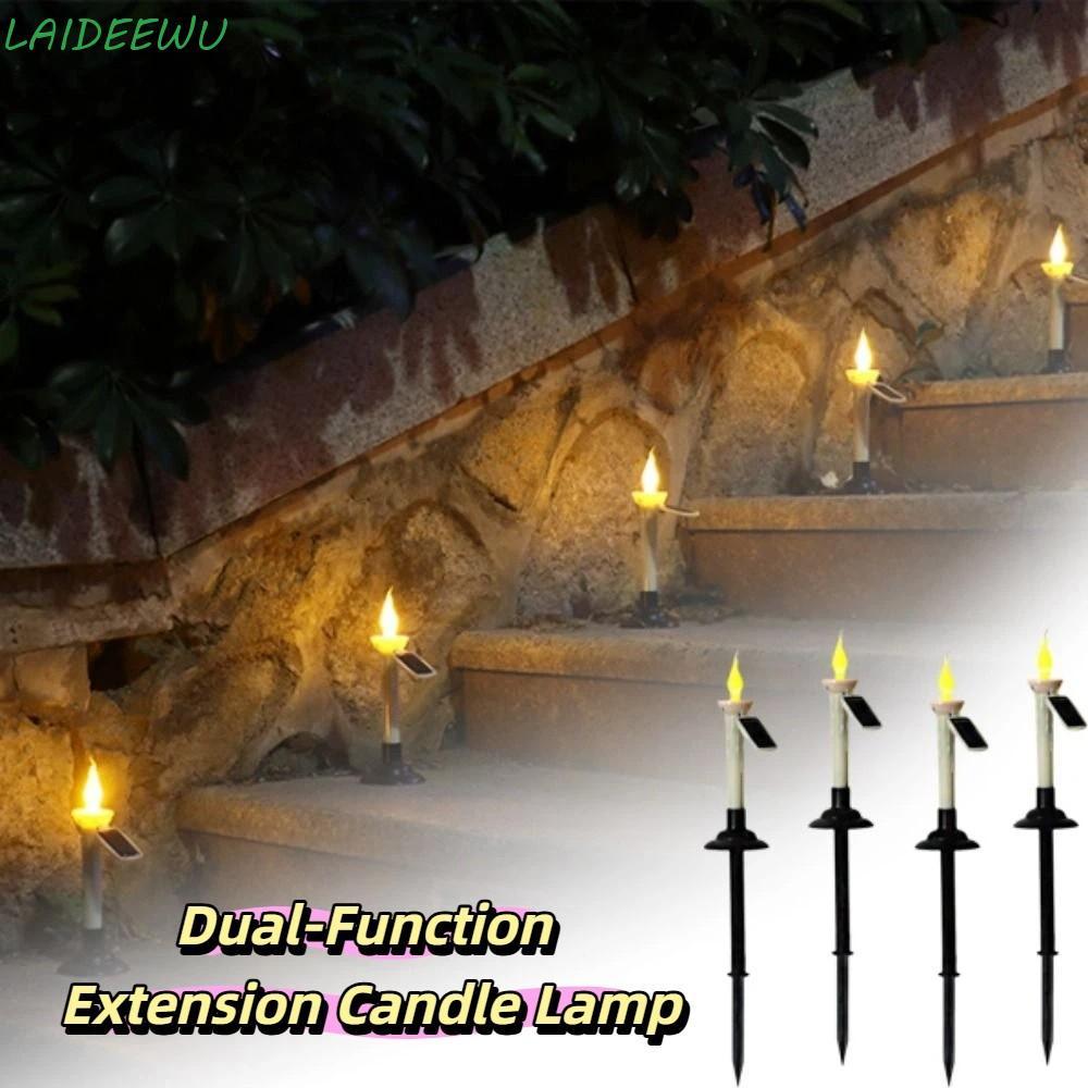 ไฟเทียนพลังงานแสงอาทิตย์ LIDEEWU, เทียน LED ไฟสวนพลังงานแสงอาทิตย์ไร้ตําหนิ, กันน้ํา Dual-Purpose พร้อมเชิงเทียน Solar Dual-Purpose Candle Light สวนกลางแจ้ง