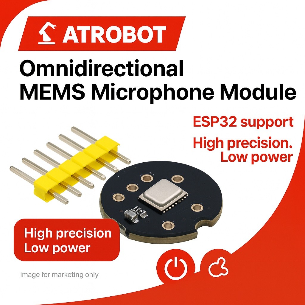 INMP441 MEMS I2S โมดูลไมค์ 24-bit กินไฟต่ำ 1.8-3.3V สำหรับ ESP32 60Hz-15kHz SNR 61 dBA