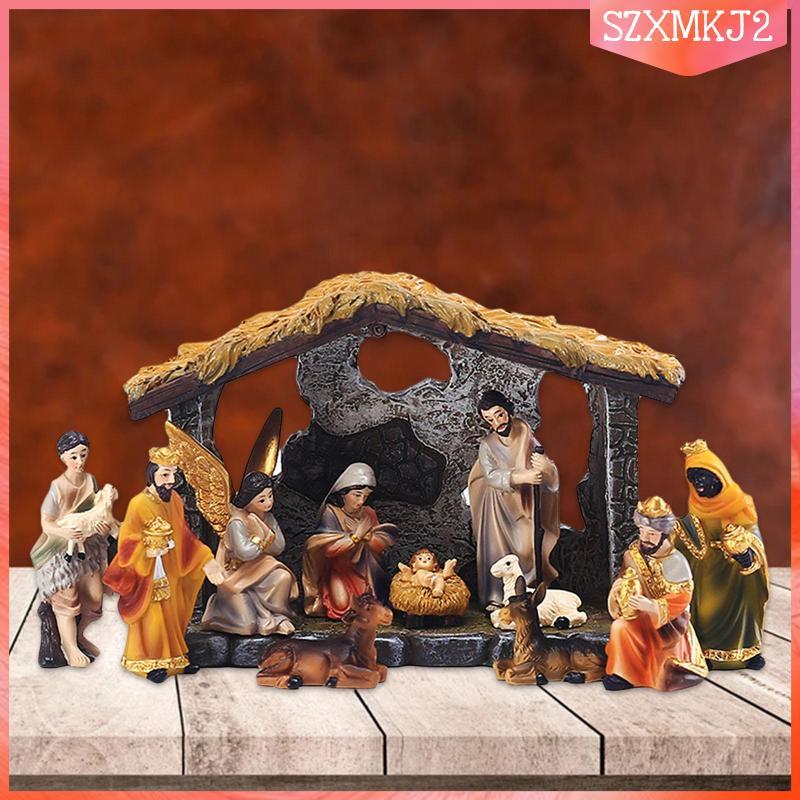 [szxmkj2] 12 ชิ้น Holy Family Nativity Figurines hrist Easter Nativity Scene Set C
