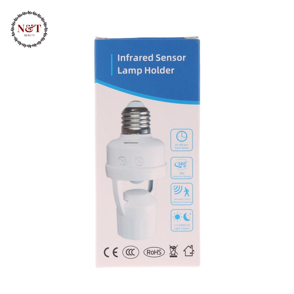 <N&T> 360 องศามนุษย์ Induction Motion Sensor โคมไฟซ็อกเก็ตฐาน AC85-265V Delay Time Switch E27 ฐานผู้