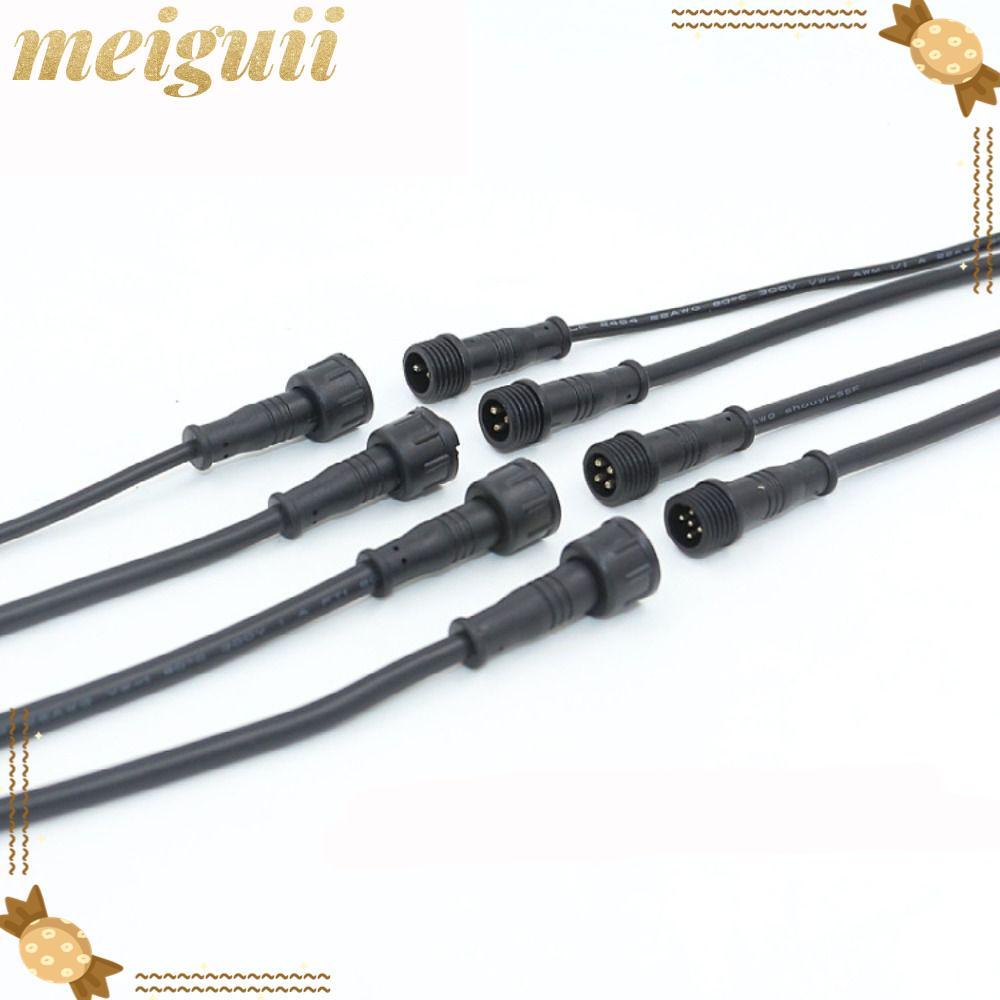 MEIGUII ชายหญิง LED Connector, 20 ซม.สายสีดํา 2Pin 3Pin 4Pin แจ็ค, IP67 2Pin 3Pin 4Pin สายไฟกันน้ํา 